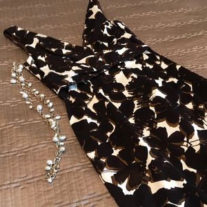 Donna Ricco Black and Cream Floral Midi Dress